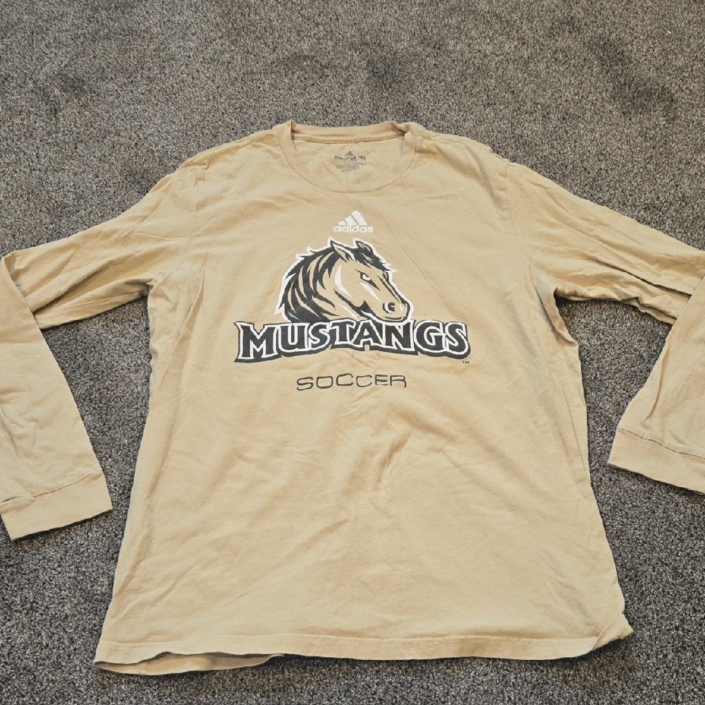 Adidas Mustangs Amplifier Tee Soccer Long Sleeve Shirt Sz XL